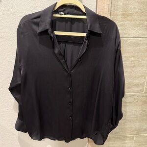 Zara Black Silk Top
